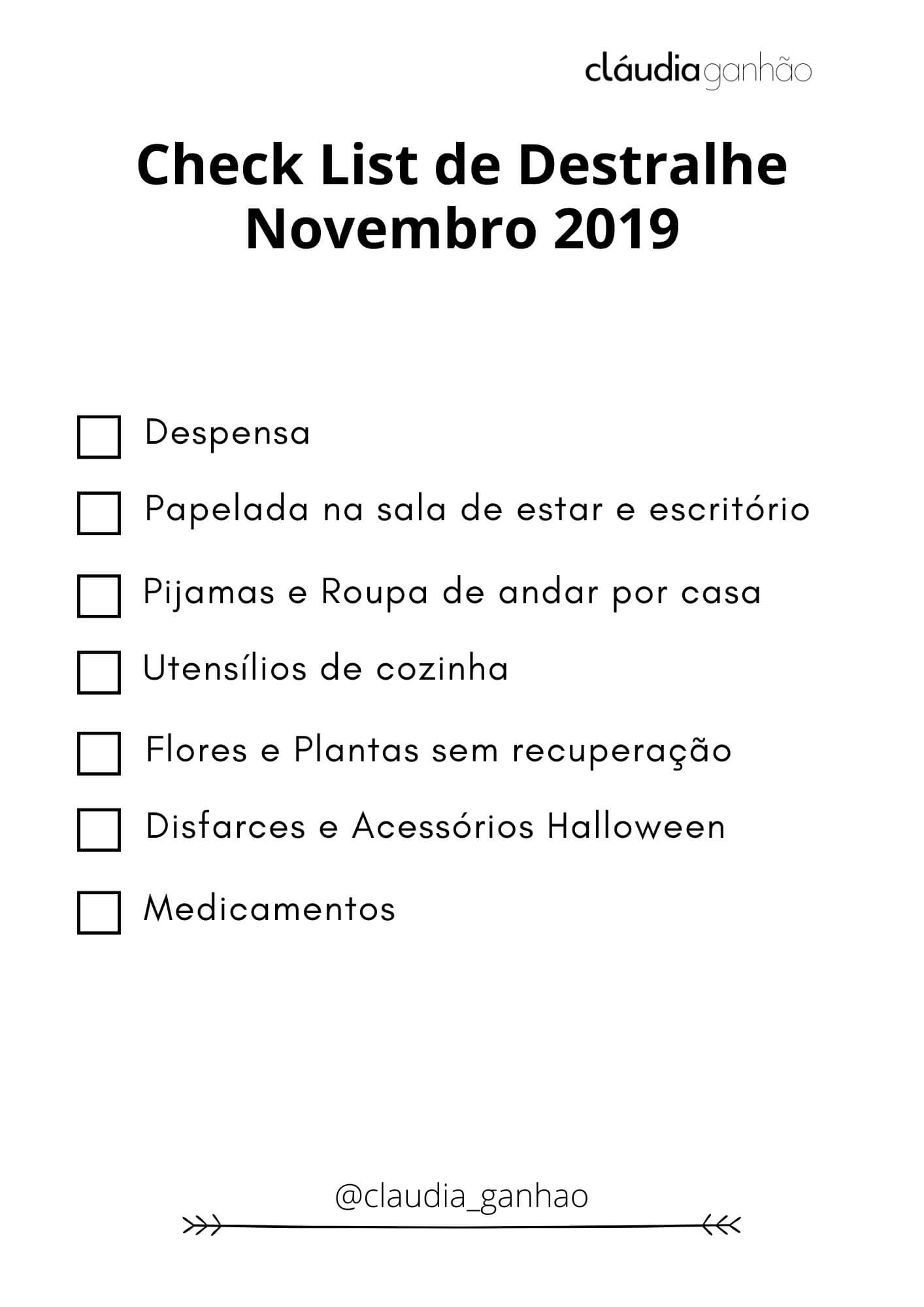 Check-list Destralhe Novembro